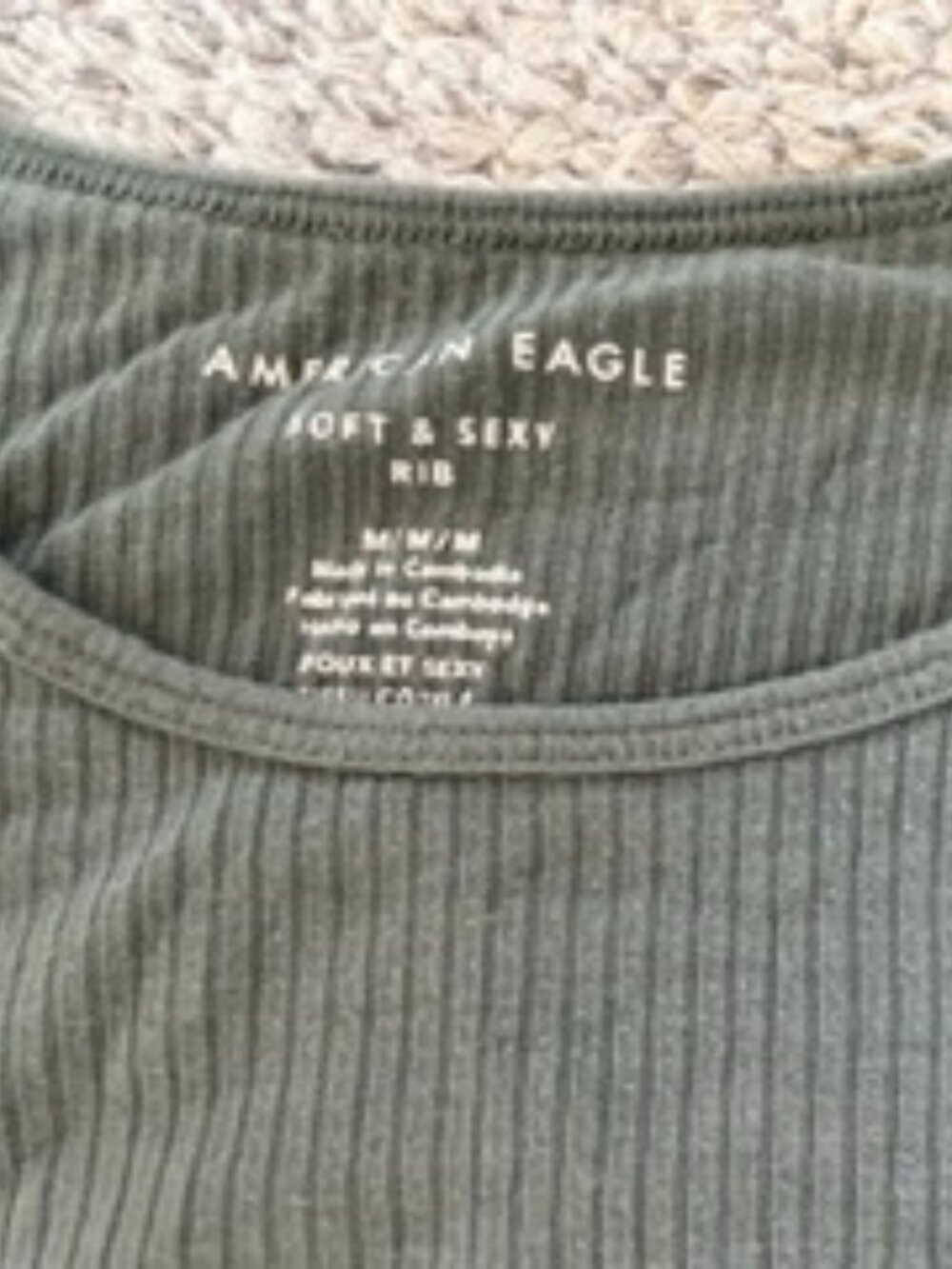 American Eagle Soft & Sexy Rib Tank Top - Sage Green